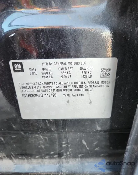 2016 Chevrolet Cruze Limited Ls from USA, damaged, VIN 1G1PC5SH7G7117428